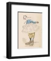 Clown Wearing Very Large Shoes Flowers in His Hair Glasses and a Pink Tutu-Jules Garnier-Framed Art Print