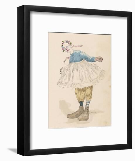 Clown Wearing Very Large Shoes Flowers in His Hair Glasses and a Pink Tutu-Jules Garnier-Framed Art Print