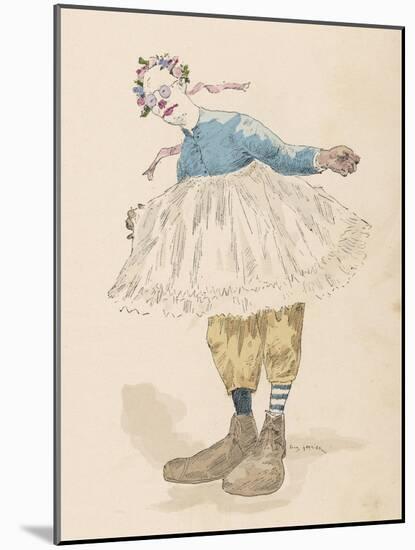 Clown Wearing Very Large Shoes Flowers in His Hair Glasses and a Pink Tutu-Jules Garnier-Mounted Art Print