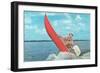 Clown Wind Surfing with Outboard-null-Framed Art Print