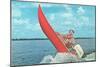 Clown Wind Surfing with Outboard-null-Mounted Art Print