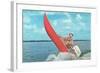 Clown Wind Surfing with Outboard-null-Framed Art Print