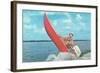 Clown Wind Surfing with Outboard-null-Framed Art Print