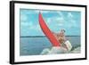 Clown Wind Surfing with Outboard-null-Framed Art Print