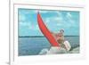 Clown Wind Surfing with Outboard-null-Framed Premium Giclee Print