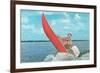 Clown Wind Surfing with Outboard-null-Framed Premium Giclee Print