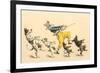 Clown with Dancing Dogs-null-Framed Premium Giclee Print