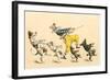 Clown with Dancing Dogs-null-Framed Art Print