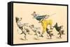 Clown with Dancing Dogs-null-Framed Stretched Canvas