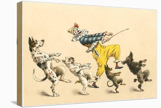 Clown with Dancing Dogs-null-Stretched Canvas