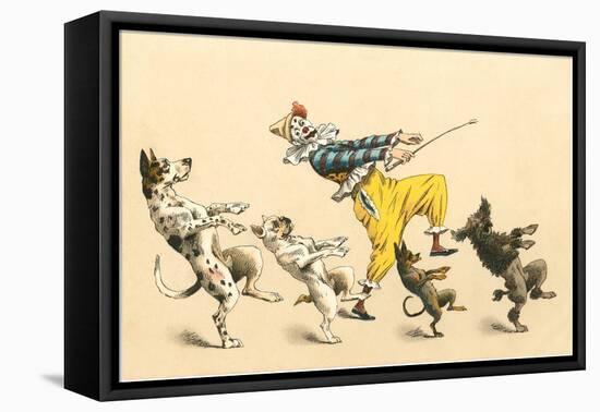 Clown with Dancing Dogs-null-Framed Stretched Canvas