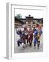 Clowns in Carved Wooden Masks Entertaining Spectators at the Wangdue Phodrang Tsechu, Wangdue Phodr-Lee Frost-Framed Photographic Print