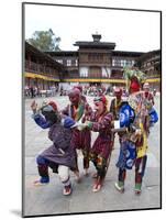 Clowns in Carved Wooden Masks Entertaining Spectators at the Wangdue Phodrang Tsechu, Wangdue Phodr-Lee Frost-Mounted Photographic Print