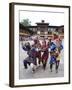 Clowns in Carved Wooden Masks Entertaining Spectators at the Wangdue Phodrang Tsechu, Wangdue Phodr-Lee Frost-Framed Photographic Print