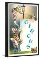 Clowns with Lamppost and Angry Pub-null-Framed Art Print