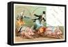 Clowns with Pig-Drawn Chariots-null-Framed Stretched Canvas