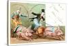 Clowns with Pig-Drawn Chariots-null-Stretched Canvas