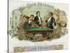 Club Friends Brand Cigar Box Label, Billards-Lantern Press-Stretched Canvas