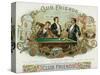 Club Friends Brand Cigar Box Label, Billards-Lantern Press-Stretched Canvas