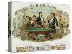 Club Friends Brand Cigar Box Label, Billards-Lantern Press-Stretched Canvas