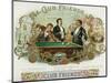 Club Friends Brand Cigar Box Label, Billards-Lantern Press-Mounted Art Print