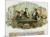 Club Friends Brand Cigar Box Label, Billards-Lantern Press-Mounted Art Print