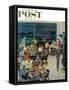 "Clubhouse on Rainy Day," Saturday Evening Post Cover, July 8, 1961-Ben Kimberly Prins-Framed Stretched Canvas