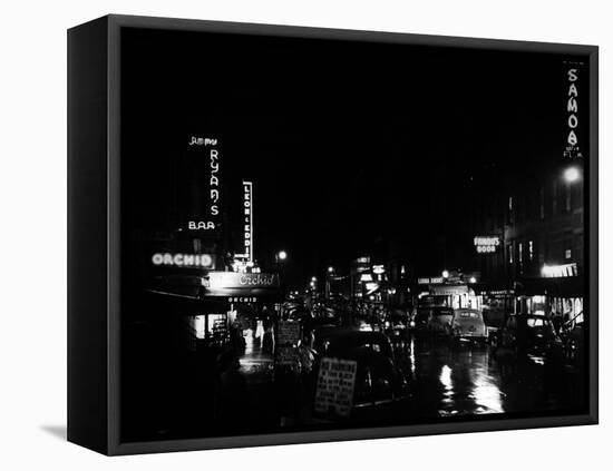 Clubs and Bars in 52nd Street in New York in 1949-null-Framed Stretched Canvas