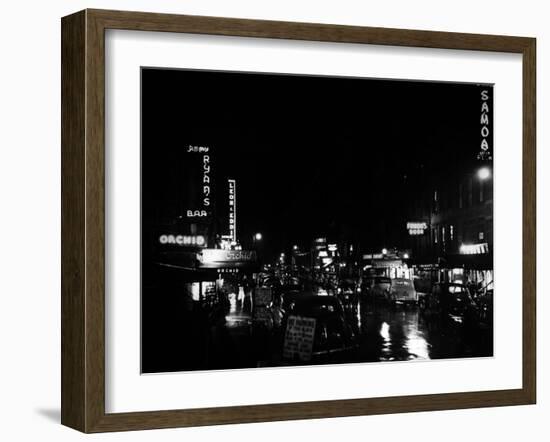 Clubs and Bars in 52nd Street in New York in 1949-null-Framed Photo