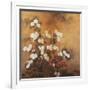 Clusters of Red and White Chrysanthemums in a Fenced Garden-null-Framed Giclee Print