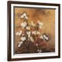 Clusters of Red and White Chrysanthemums in a Fenced Garden-null-Framed Giclee Print