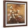 Clusters of Red and White Chrysanthemums in a Fenced Garden-null-Framed Giclee Print