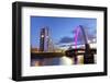 Clyde Arc (Squinty Bridge) and residential flats, River Clyde, Glasgow, Scotland, United Kingdom, E-John Guidi-Framed Photographic Print