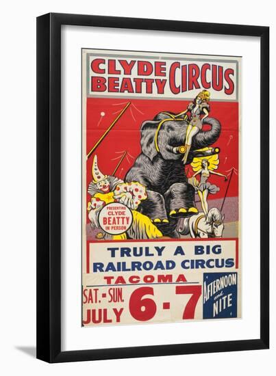 "Clyde Beatty Circus; Truly Big Railroad Circus", 1935-null-Framed Giclee Print