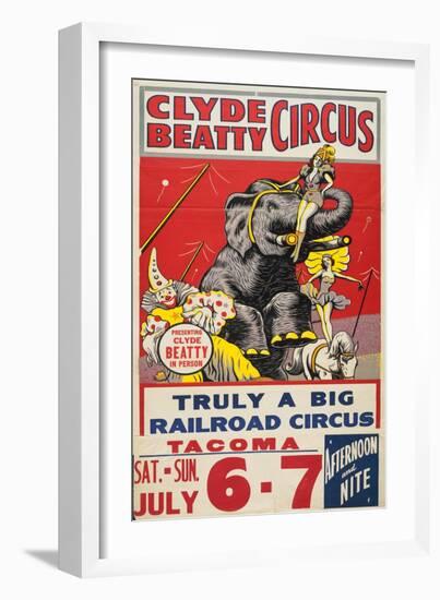 "Clyde Beatty Circus; Truly Big Railroad Circus", 1935-null-Framed Giclee Print