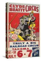 "Clyde Beatty Circus; Truly Big Railroad Circus", 1935-null-Stretched Canvas