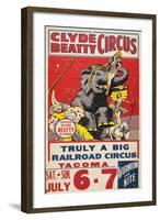 "Clyde Beatty Circus; Truly Big Railroad Circus", 1935-null-Framed Giclee Print