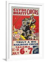 "Clyde Beatty Circus; Truly Big Railroad Circus", 1935-null-Framed Giclee Print