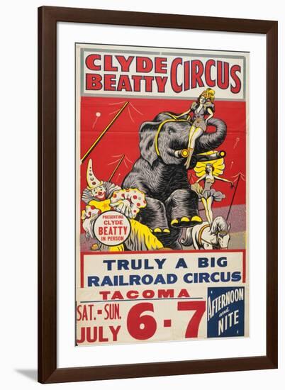 "Clyde Beatty Circus; Truly Big Railroad Circus", 1935-null-Framed Giclee Print