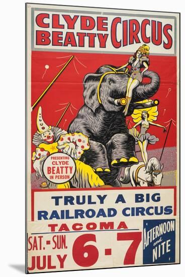"Clyde Beatty Circus; Truly Big Railroad Circus", 1935-null-Mounted Giclee Print