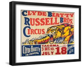 "Clyde Beatty, Russell Bros. Circus", 1935-null-Framed Giclee Print