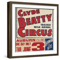 "Clyde Beatty Trained Wild Animal Circus", 1935-null-Framed Giclee Print