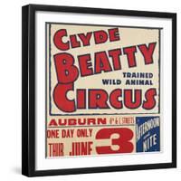 "Clyde Beatty Trained Wild Animal Circus", 1935-null-Framed Giclee Print