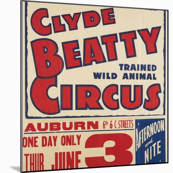 "Clyde Beatty Trained Wild Animal Circus", 1935-null-Mounted Giclee Print