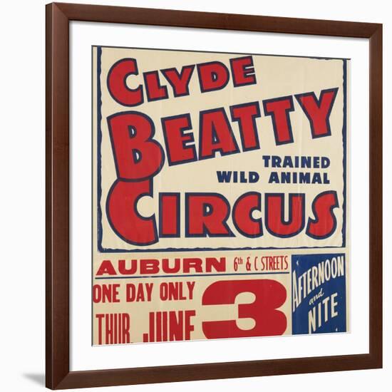 "Clyde Beatty Trained Wild Animal Circus", 1935-null-Framed Giclee Print