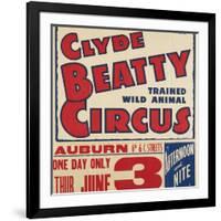 "Clyde Beatty Trained Wild Animal Circus", 1935-null-Framed Giclee Print