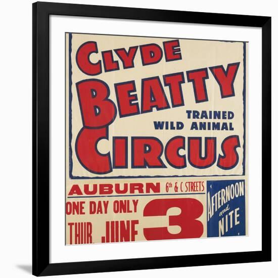 "Clyde Beatty Trained Wild Animal Circus", 1935-null-Framed Giclee Print