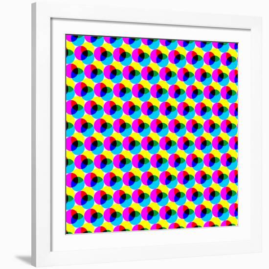 CMYK Circles. Abstract Colorful Dotted Wallpaper Background-Don Pablo-Framed Art Print