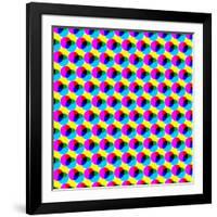 CMYK Circles. Abstract Colorful Dotted Wallpaper Background-Don Pablo-Framed Art Print