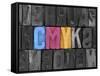 CMYK Made from Old Letterpress Blocks-sqback-Framed Stretched Canvas